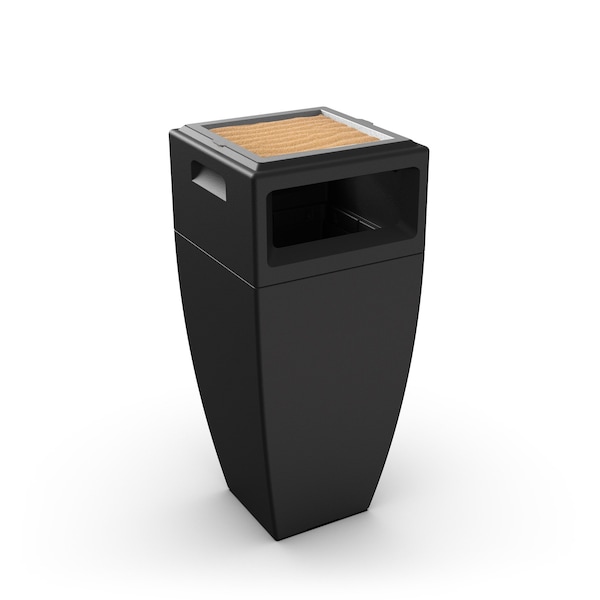 Kobi 43 Waste Bin with Metal Ashtray Insert, Black